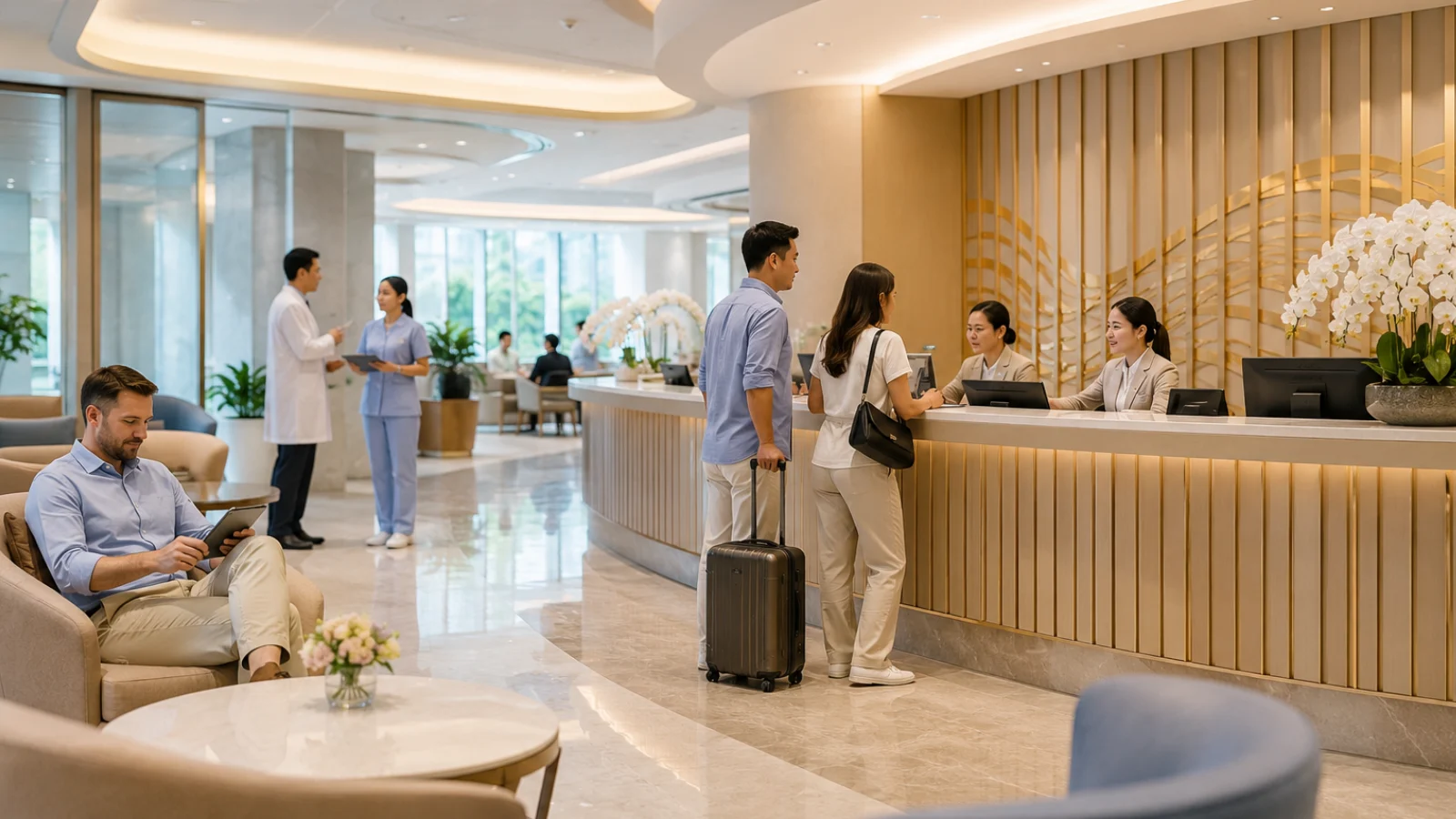 Thailand private hospital lobby international patient